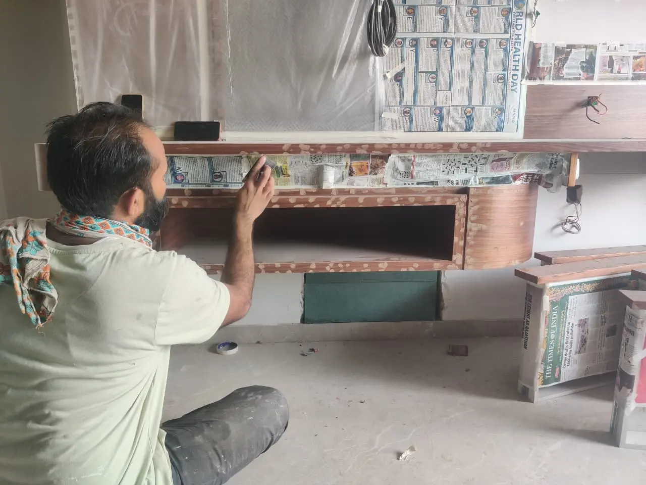 Texture wall finishing site