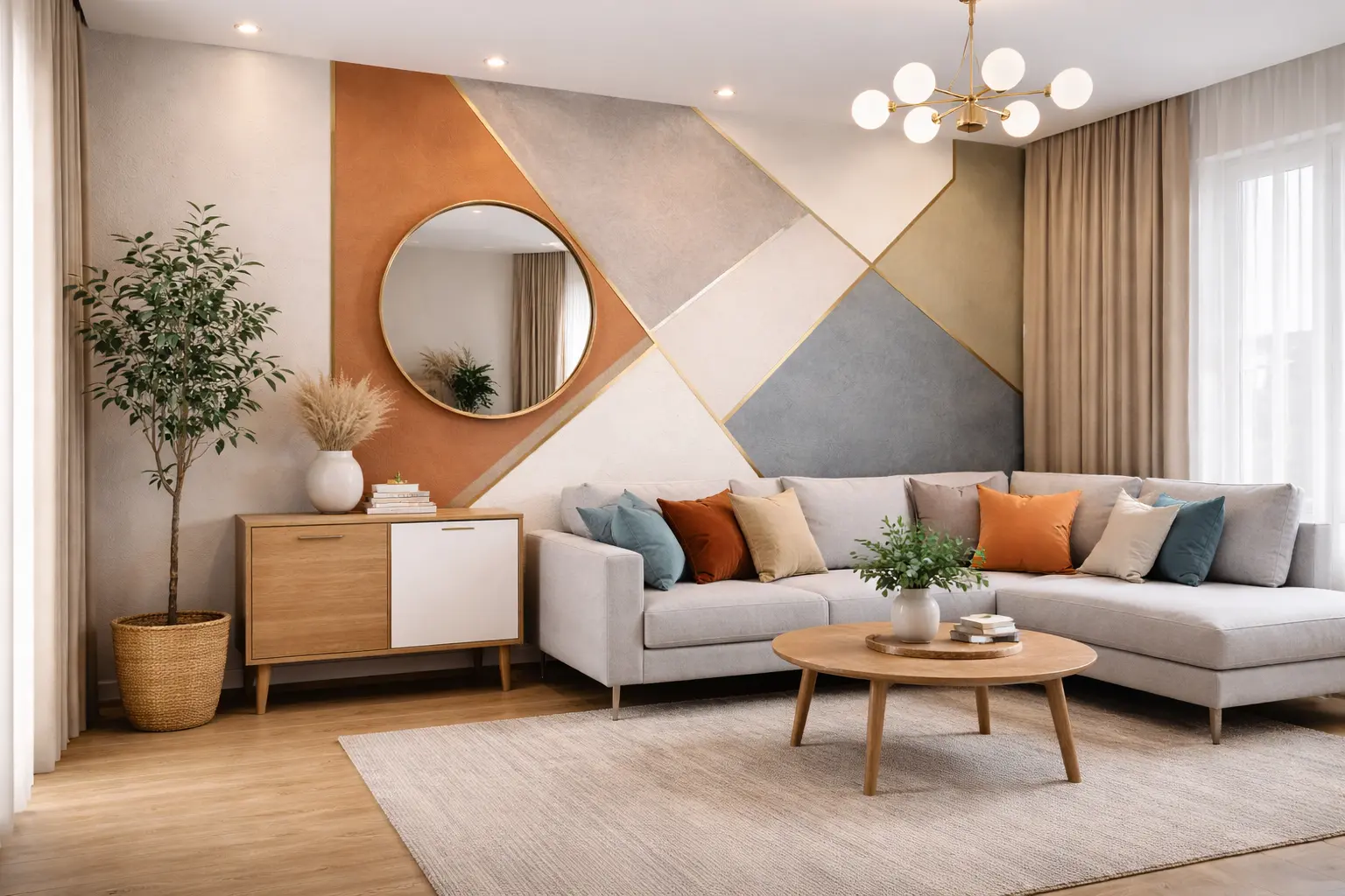 Modern wall painting designs for hall in Navi Mumbai flat